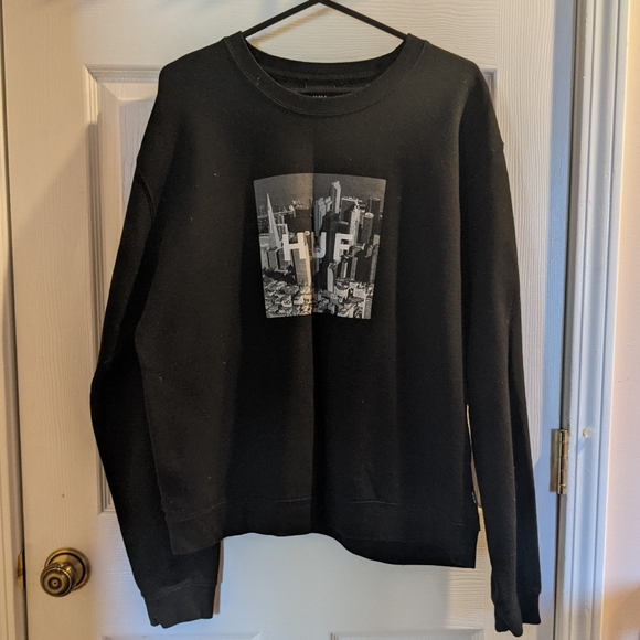 EUC HUF NYC Box Logo Crewneck Sweater Sweatshirt - Picture 2 of 7